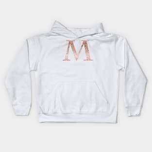 M rose gold glitter monogram letter Kids Hoodie